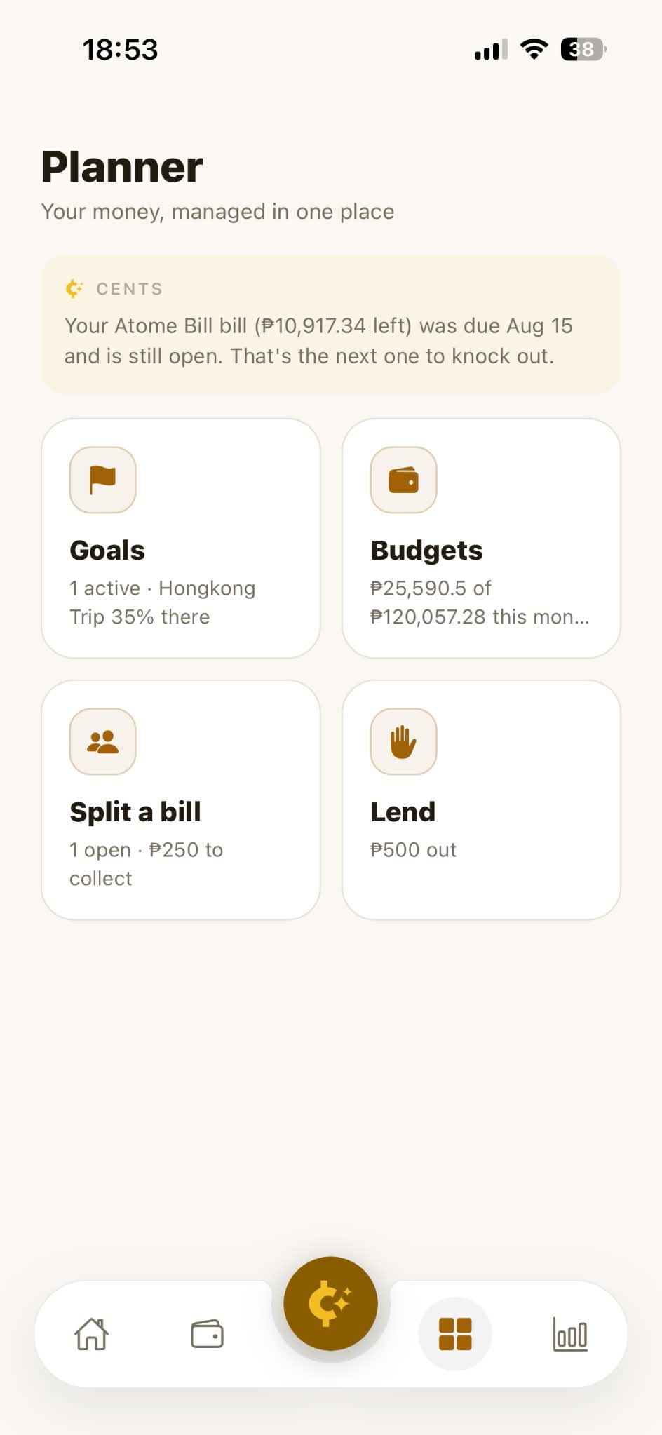 Goals screen screenshot